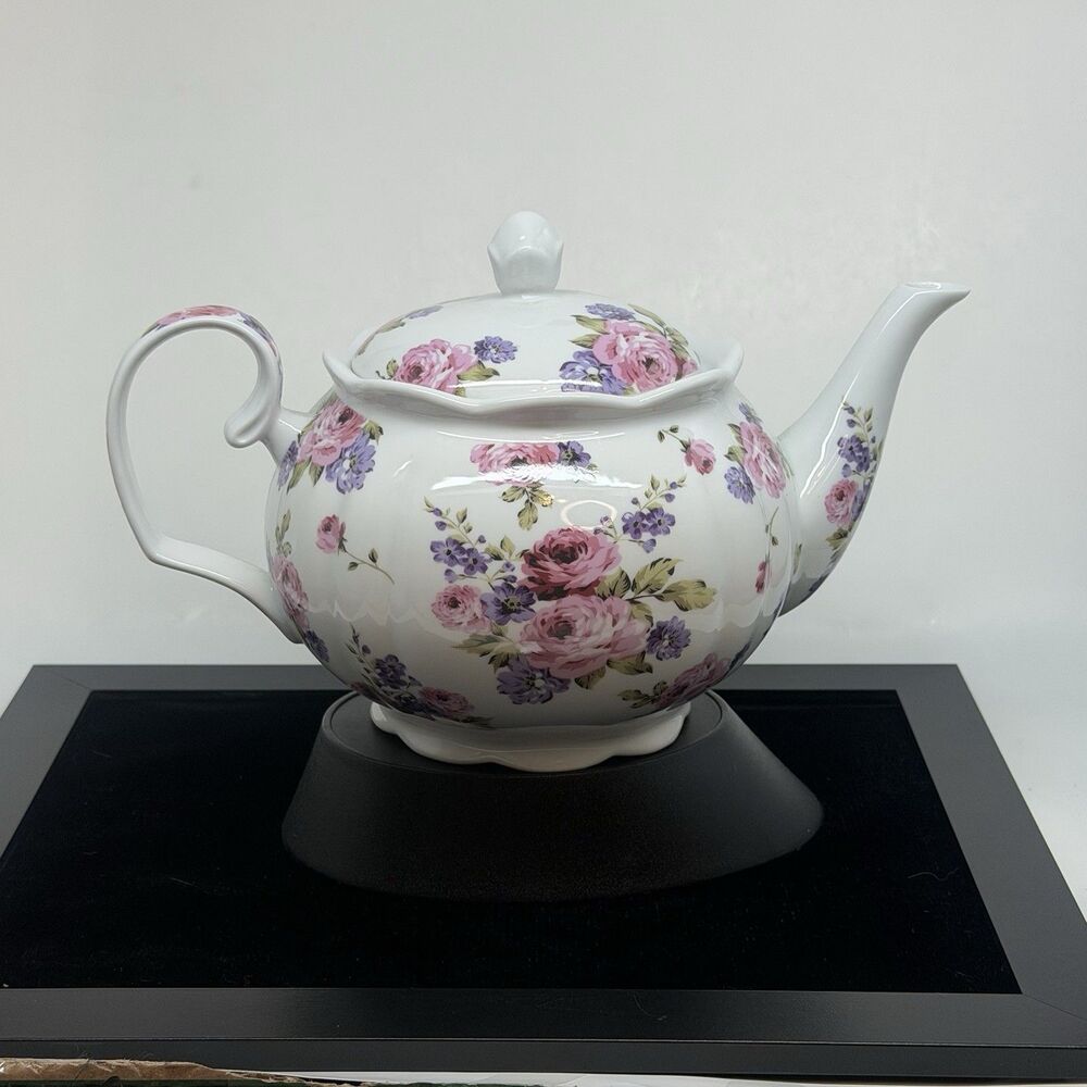 Kent Pottery 37oz Pink Roses Ceramic Teapot Brand EUC